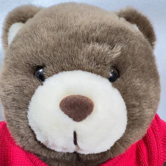 Lee Dungarees Jeans Happy Holidays Teddy Bear 12" x 10" Red Sweater Plush Soft - Picture 3 of 13